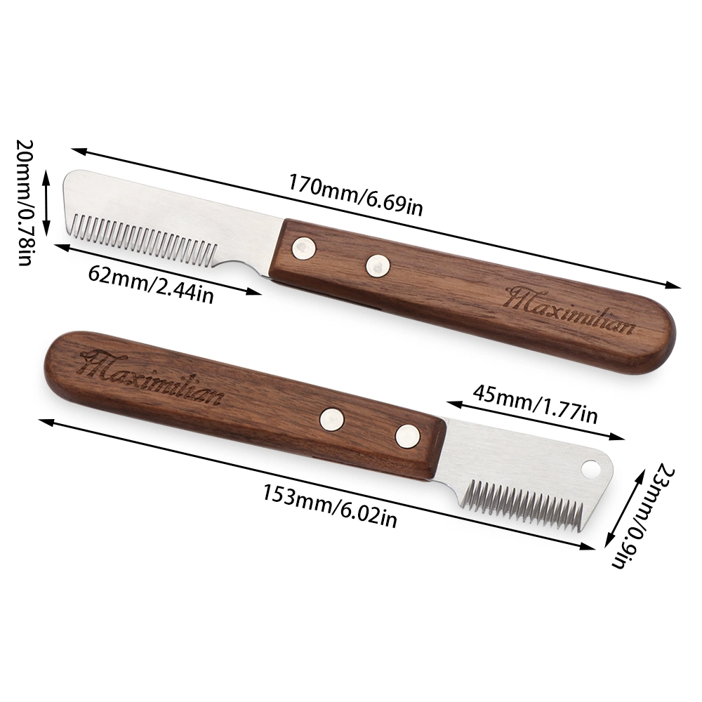 Pet Comb Walnut Wooden Handle Dog Plucking Knife Comb Cat Hair Removal Wood Comb